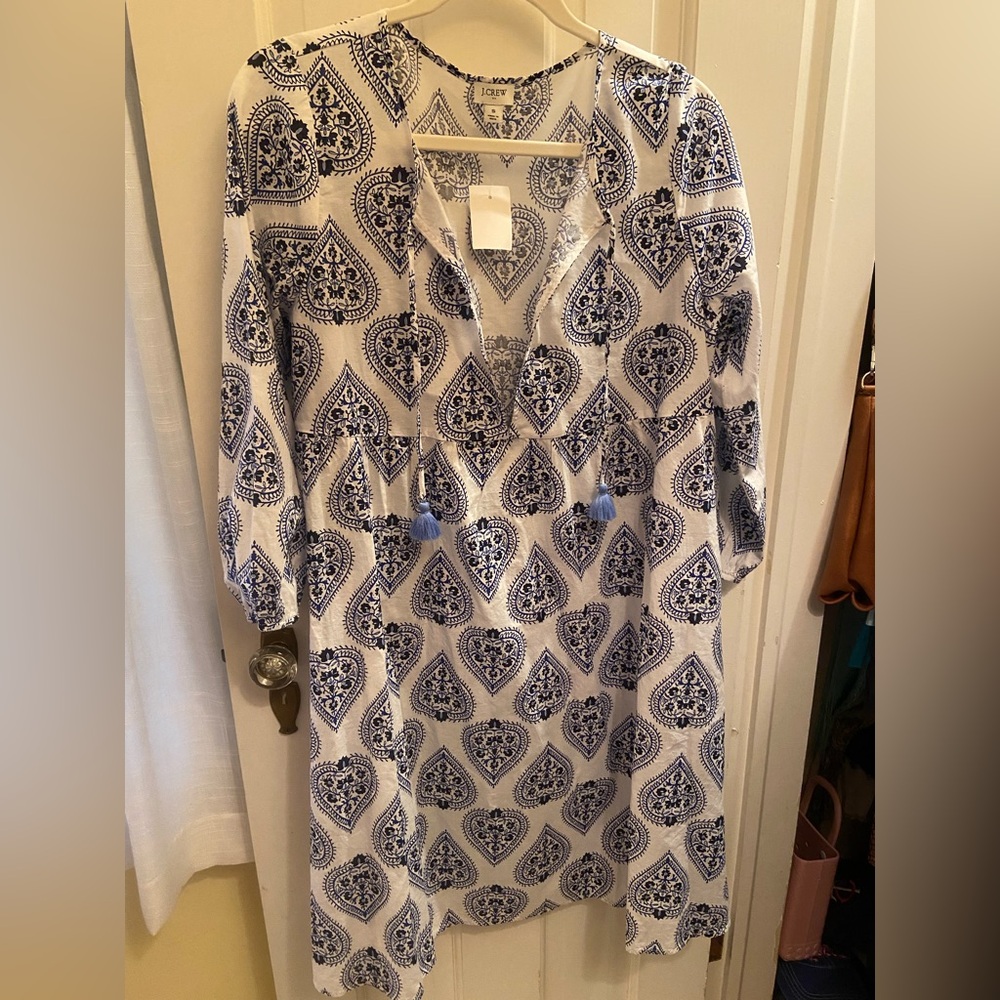 J. Crew Factory Blue and White Swim Coverup